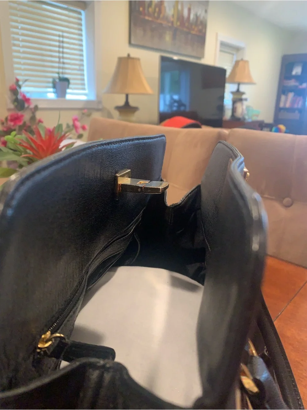 Michael Kors Leopard Print Satchel with Black Trim and Gold Hardware - Picture 4 of 15